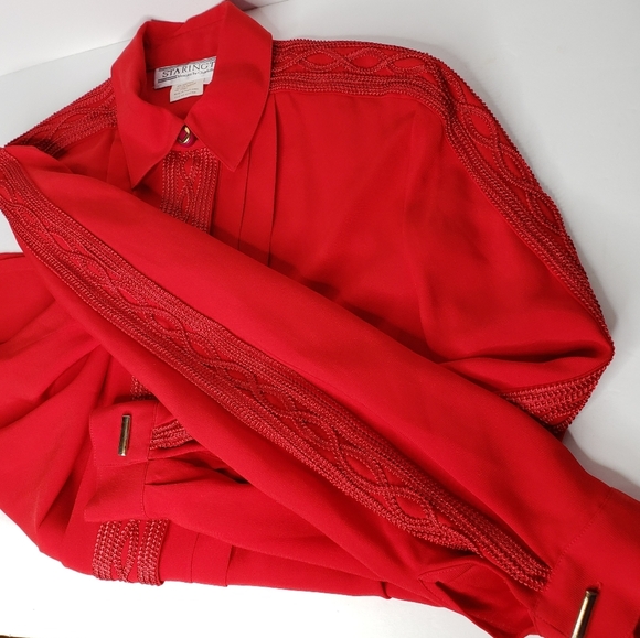 STARINGTON  Red Embroidered Button Blouse - Picture 12 of 15